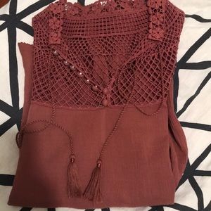 Free people blouse with crochet detail